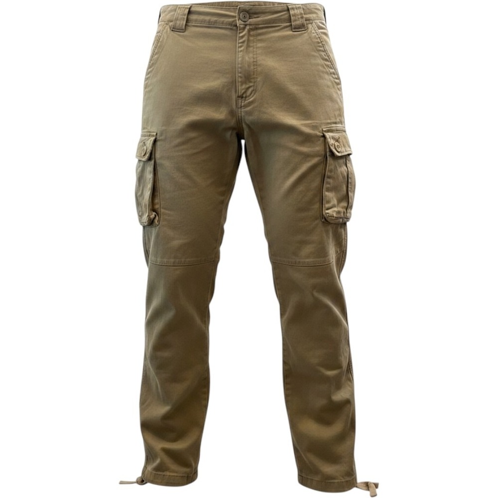 Matchstick Mens Khaki Cargo Pants Tan Cotton Workwear Utility Trousers Size 34